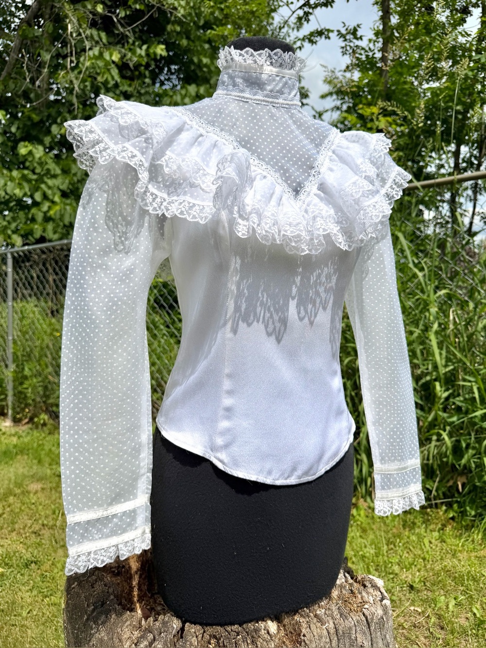 GUNNE SAX DOTTED SWISS BLOUSE Top Prairie Vintage Gunnies Victorian Shirt